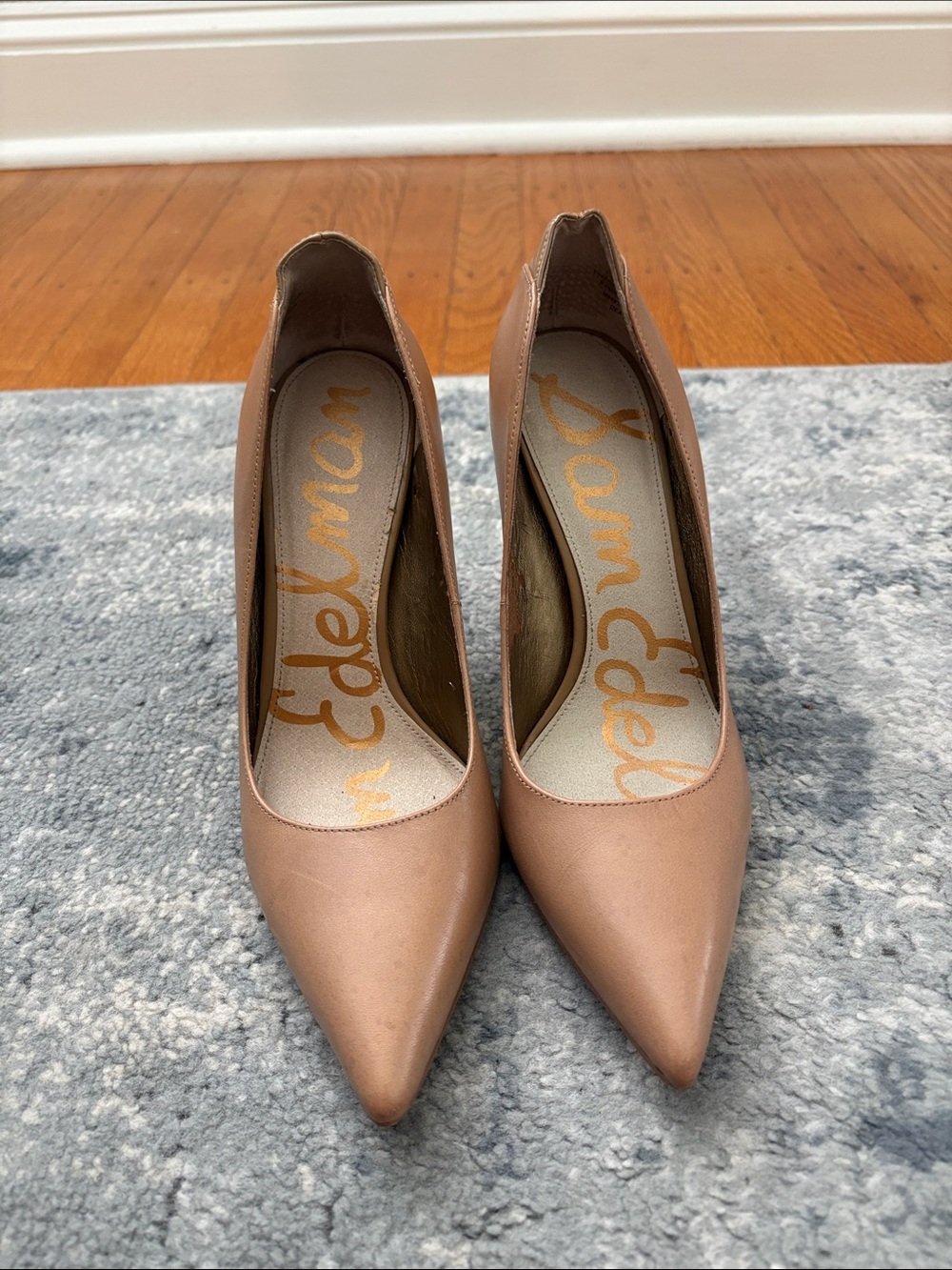 Sam Edelman Pointed-Toe Hazel Leather Pumps, Women’s 7.5, Nude